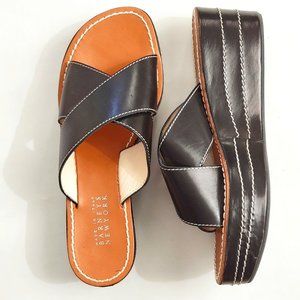 Barney's Black Wedge Sandals